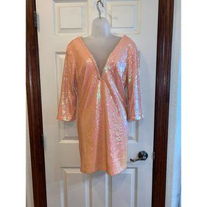 Zinnia Iridescent Sequin Deep V Dress